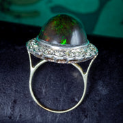 Antique Edwardian Black Opal Diamond Cocktail Ring 25ct Opal