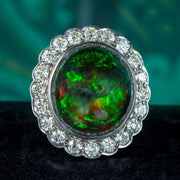 Antique Edwardian Black Opal Diamond Cocktail Ring 25ct Opal