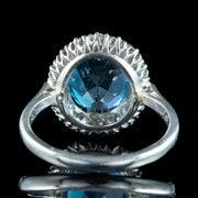 Antique Edwardian Blue Zircon Diamond Cluster Ring 3.5ct Zircon 