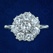 Antique Edwardian Diamond Cluster Ring 1.8ct Total