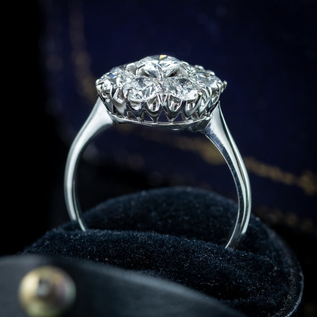 Antique Edwardian Diamond Cluster Ring 1.8ct Total