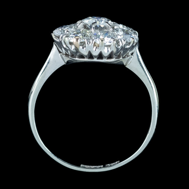 Antique Edwardian Diamond Cluster Ring 1.8ct Total