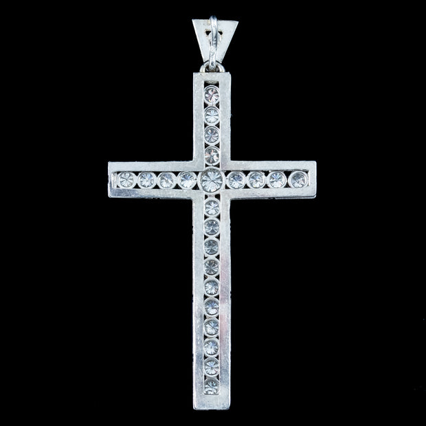 Antique Edwardian Diamond Cross Pendant Platinum 1.2ct Diamond