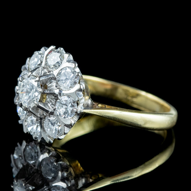 Antique Edwardian Diamond Daisy Cluster Ring 1.5ct Total