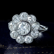 Antique Edwardian Diamond Daisy Cluster Ring 3ct Total