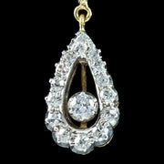 Antique Edwardian Diamond Drop Earrings 18ct Gold 1ct Total
