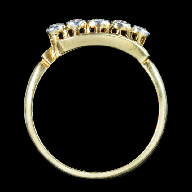 Antique Edwardian Diamond Five Stone Twist Ring 