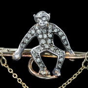 Antique Edwardian Diamond Pearl Monkey Brooch 