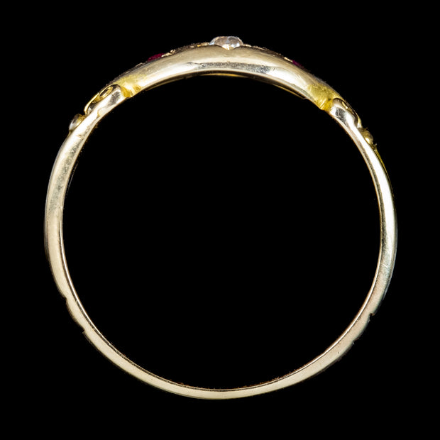 Antique Edwardian Diamond Ruby Trilogy Ring 