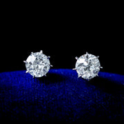 Antique Edwardian Diamond Stud Earrings 18ct Gold 0.80ct Total