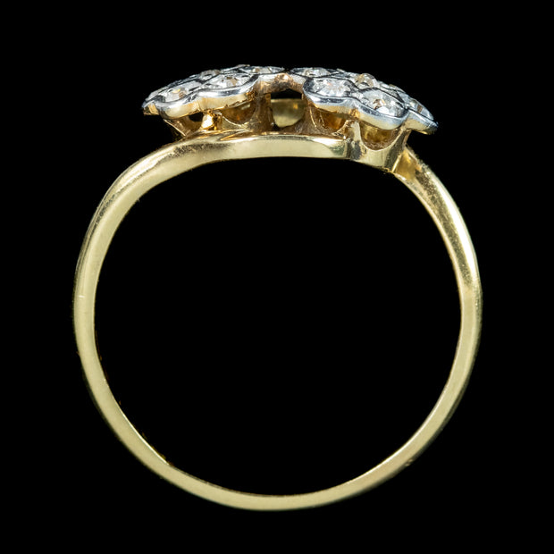 Antique Edwardian Diamond Toi Et Moi Flower Ring Dated 1915
