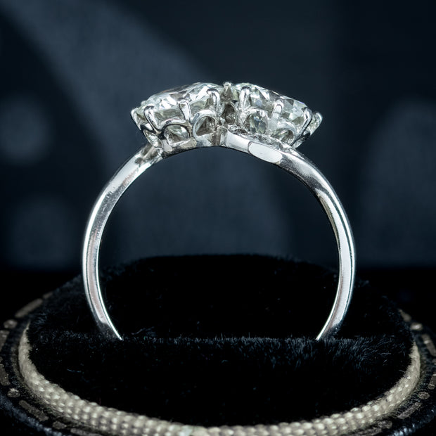 Antique Edwardian Diamond Toi Et Moi Twist Ring 2.06ct Total