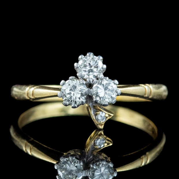 Antique Edwardian Diamond Trefoil Clover Ring 0.55ct Total