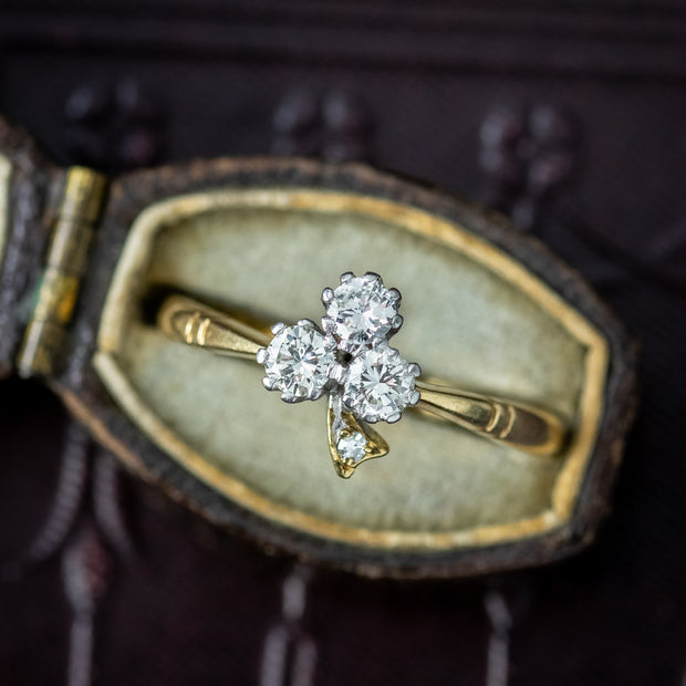 Antique Edwardian Diamond Trefoil Clover Ring 0.55ct Total