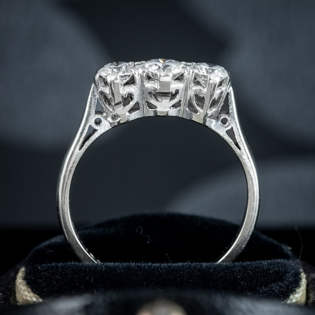 Antique Edwardian Diamond Trilogy Ring 0.74ct Total