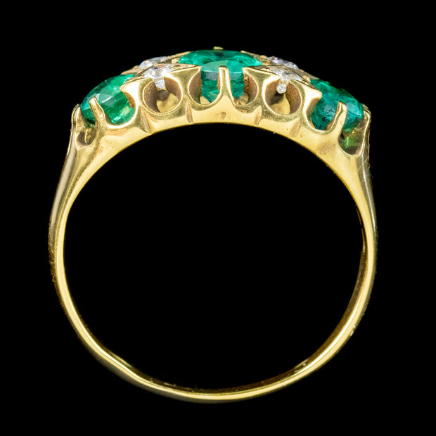Antique Edwardian Emerald Diamond Cluster Ring 1.5ct Emerald 