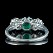 Antique Edwardian Emerald Diamond Trilogy Ring 0.70ct Emerald 
