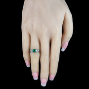 Antique Edwardian Emerald Diamond Trilogy Ring 0.70ct Emerald 