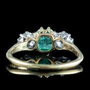 Antique Edwardian Emerald Diamond Trilogy Ring 0.75ct Emerald 