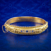 Antique Edwardian Etruscan Sapphire Diamond Bangle Dated 1911