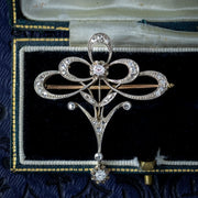 Antique Edwardian French Belle Epoque Diamond Brooch 18ct Gold 