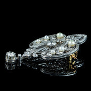 Antique Edwardian French Belle Epoque Diamond Pearl Brooch 