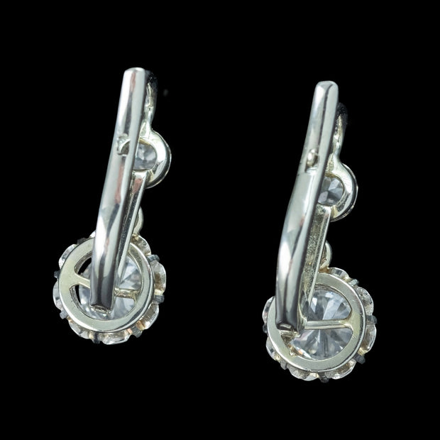 Antique Edwardian French Diamond Earrings 18ct Gold 1ct Total