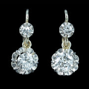 Antique Edwardian French Diamond Earrings 18ct Gold 1ct Total