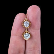Antique Edwardian French Diamond Earrings 18ct Gold 0.94ct Diamonds