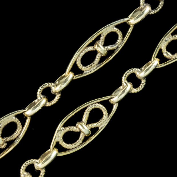 Antique Edwardian French Guard Chain Silver Gold Gilt