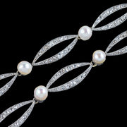 Antique Edwardian French Natural Pearl Diamond Collar Necklace With Cert
