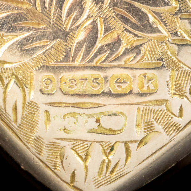 Antique Edwardian Heart Locket 9ct Gold Dated 1909
