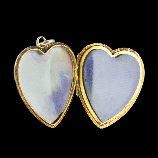 Antique Edwardian Heart Locket 9ct Gold Dated 1909