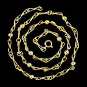 Antique Edwardian Long Eternity Link Chain Silver 18ct Gold Gilt