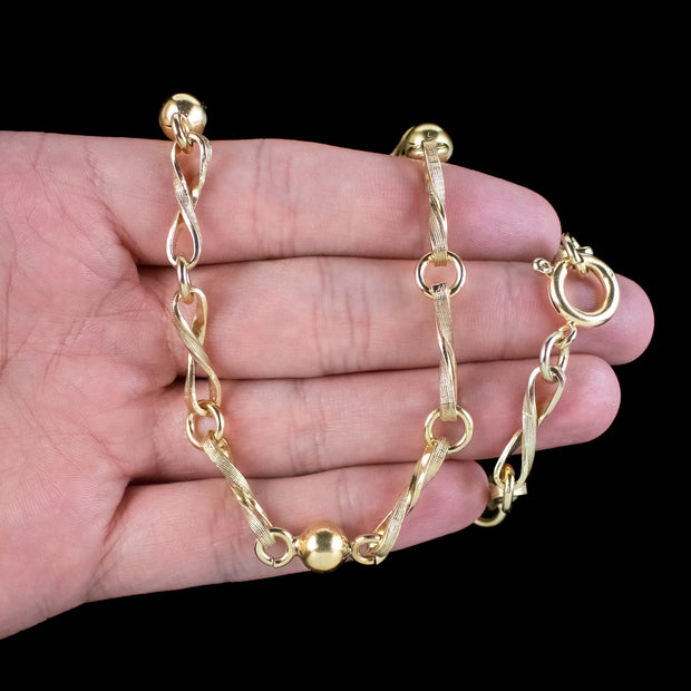 Antique Edwardian Long Eternity Link Chain Silver 18ct Gold Gilt