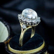 Antique Edwardian Moonstone Diamond Cluster Ring 2ct Moonstone