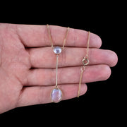 Antique Edwardian Moonstone Lavaliere Necklace 15ct Gold