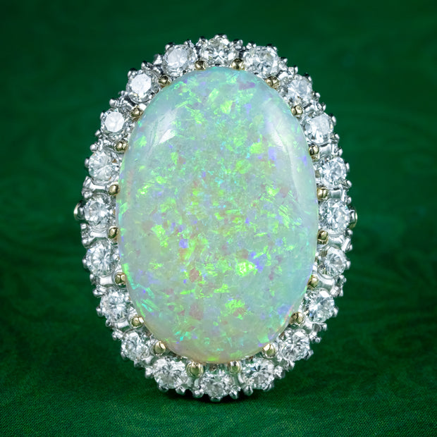 Antique Edwardian Opal Diamond Cluster Ring 20ct Opal