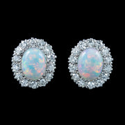 Antique Edwardian Opal Diamond Cluster Stud Earrings 18ct GoldAntique Edwardian Opal Diamond Cluster Stud Earrings 18ct Gold