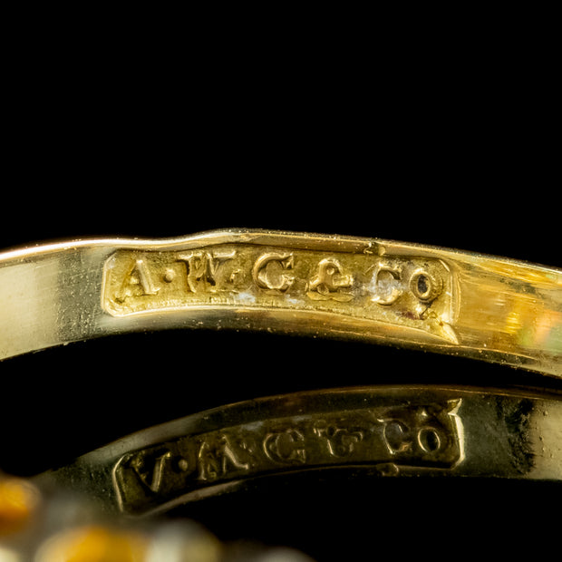Antique Edwardian Opal Diamond Ring Dated 1910