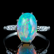 Antique Edwardian Opal Diamond Ring 3.5ct Natural Opal