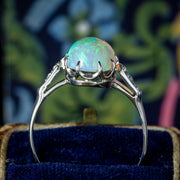 Antique Edwardian Opal Diamond Ring 3.5ct Natural Opal