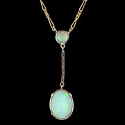 Antique Edwardian Opal Lavaliere Necklace 9ct Gold