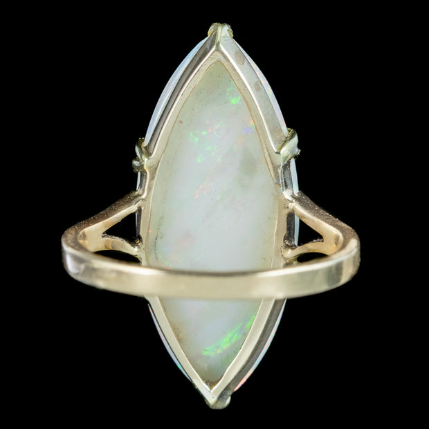 Antique Edwardian Opal Navette Ring 8ct Opal Dated 1914