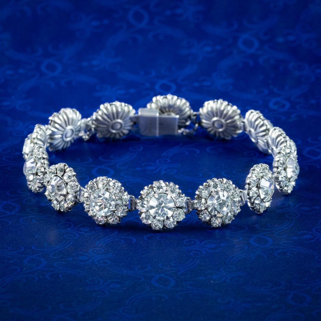 ANTIQUE Edwardian 800 2024 Silver Flower Bracelet