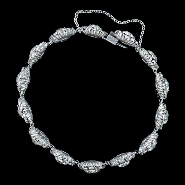 Antique Edwardian Paste Floral Bracelet Silver