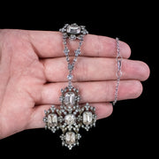 Antique Edwardian Paste Lavaliere Necklace Silver 