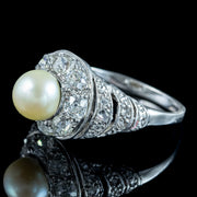 Antique Edwardian Pearl Diamond Cluster Ring 1.1ct Diamond