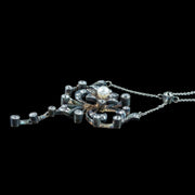 Antique Edwardian Pearl Diamond Flower Necklace With Box 