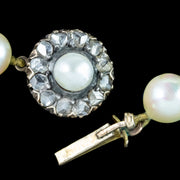 Antique Edwardian Pearl Necklace With Georgian Diamond Clasp